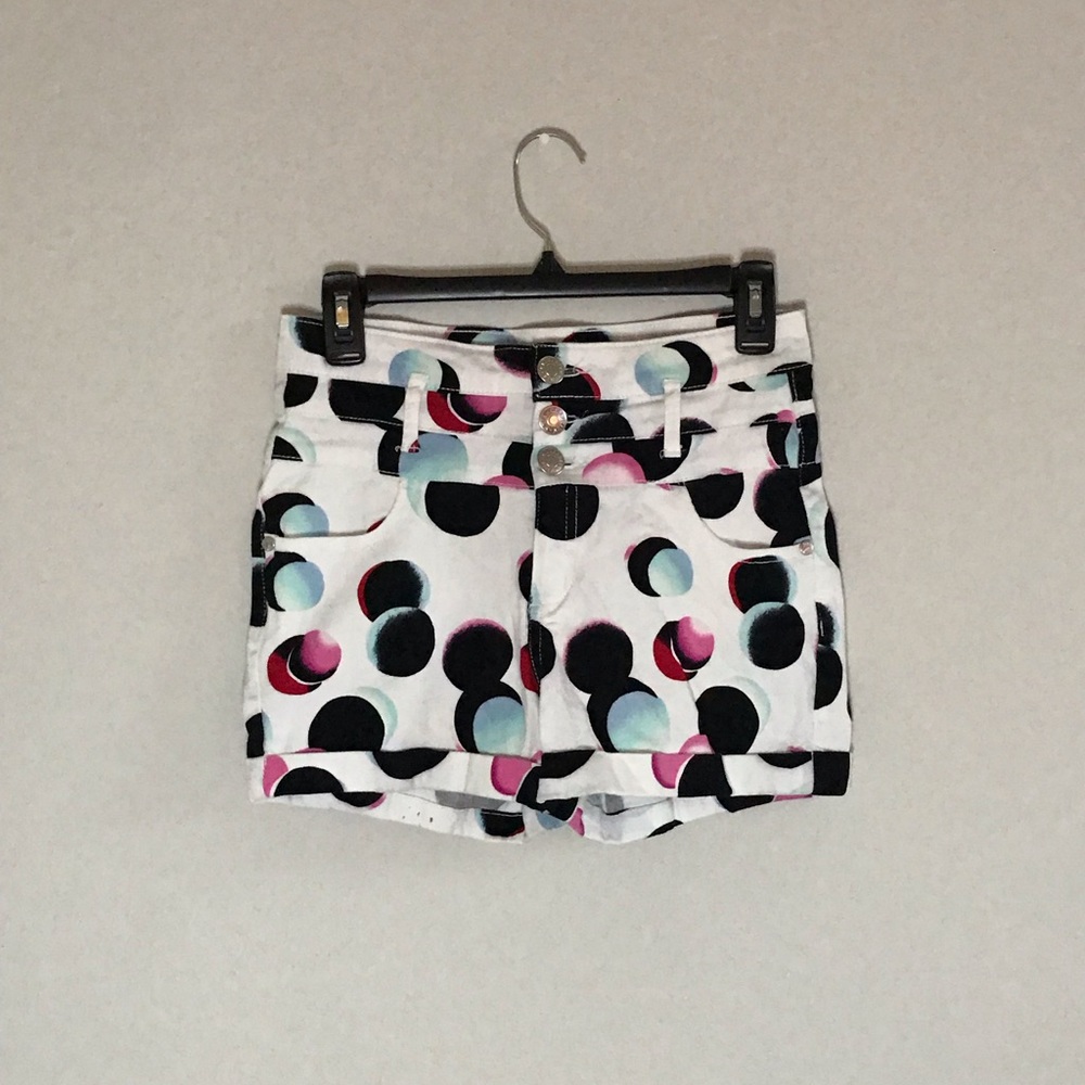 White polka dot high waisted shorts size 5